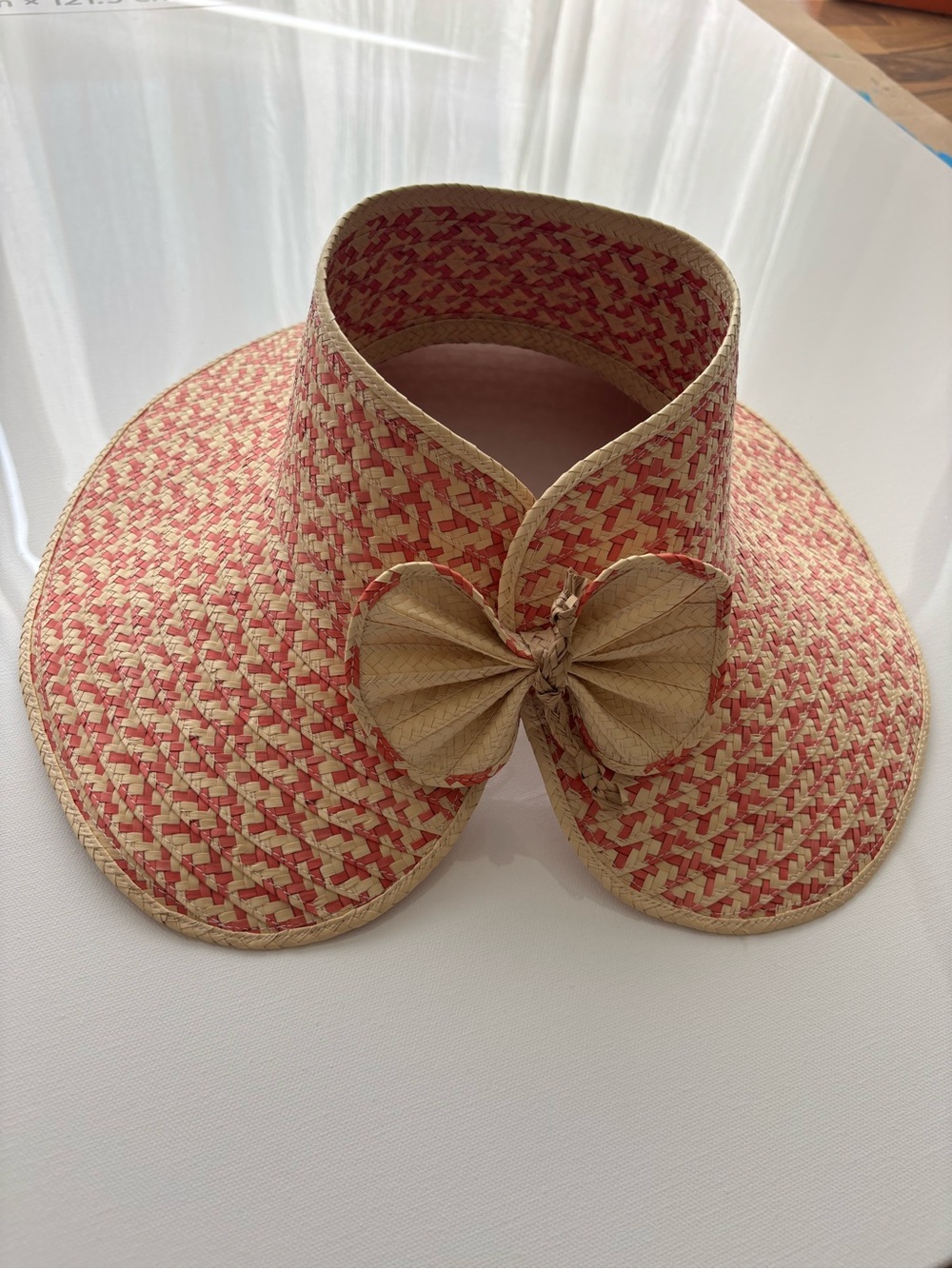 Bungalow LA Woven Straw Visor with Bow